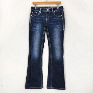 Daytrip Jeans Womens 27 Blue Dark Wash Virgo Bootcut Mid Rise Stretch Denim